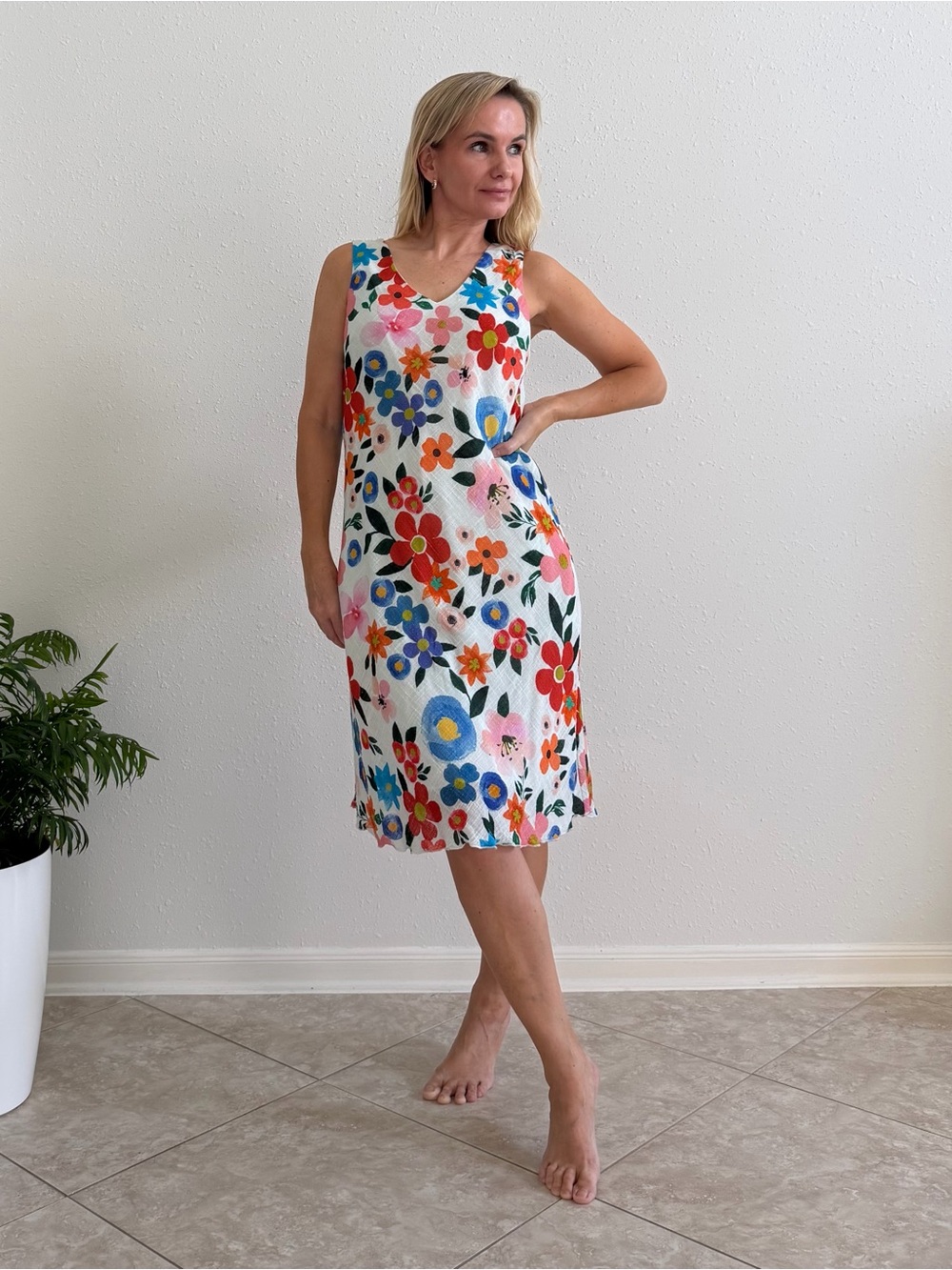 Charlie B Floral Cotton Modal Midi Dress M NWT